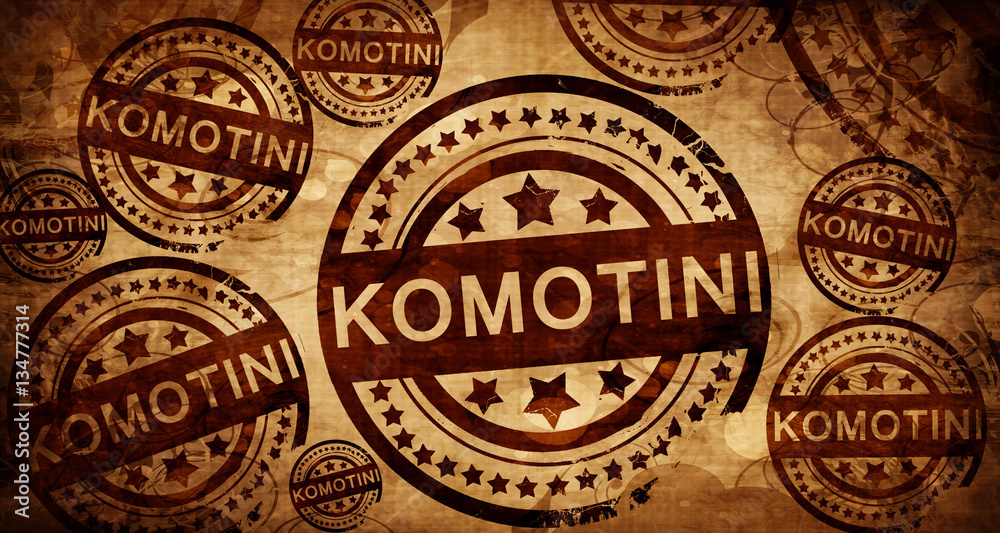 Komotini, vintage stamp on paper background