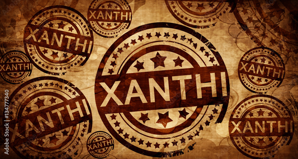 Xanthi, vintage stamp on paper background