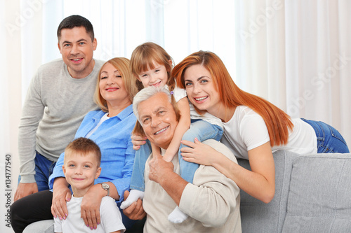 Big happy family on couch