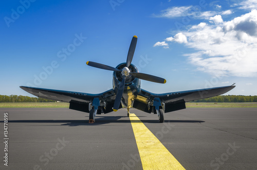 Chance Vought F4U Corsair on static display, front view from bel
