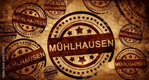 Muhlhausen, vintage stamp on paper background
