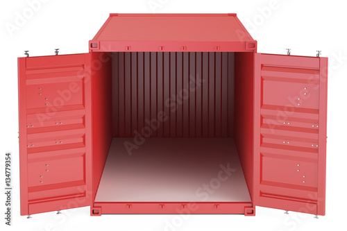 red opened empty cargo container, 3D rendering