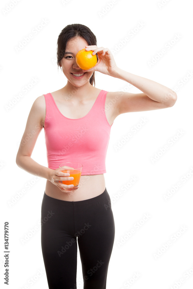 Beautiful Asian healthy girl with orange juice and orange fruit. Beautiful Asian healthy girl with orange juice and orange fruit.