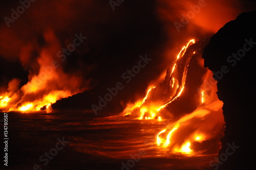 lava ocean entry in the morning