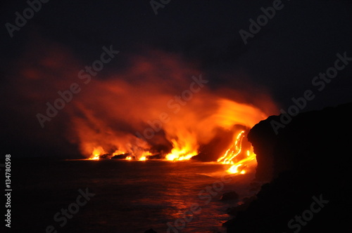 lava ocean entry in the morning