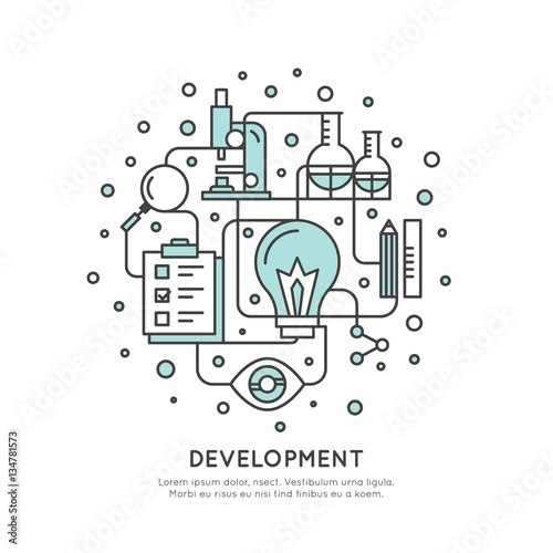 Vector Icon Style Illustration of Innovation and Development, Creative Thinking, Think Outside the Box Concept, Isolated Icon Concept for Web Page or Mobile App