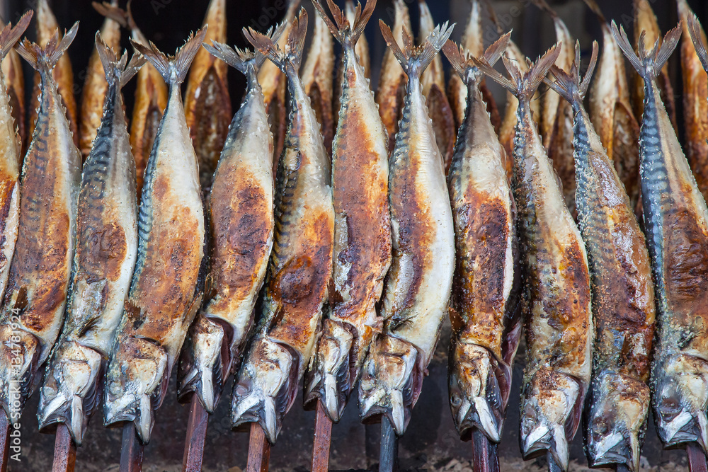 Steckerlfisch auf Jahrmarkt Steckerlfisch auf Jahrmarkt