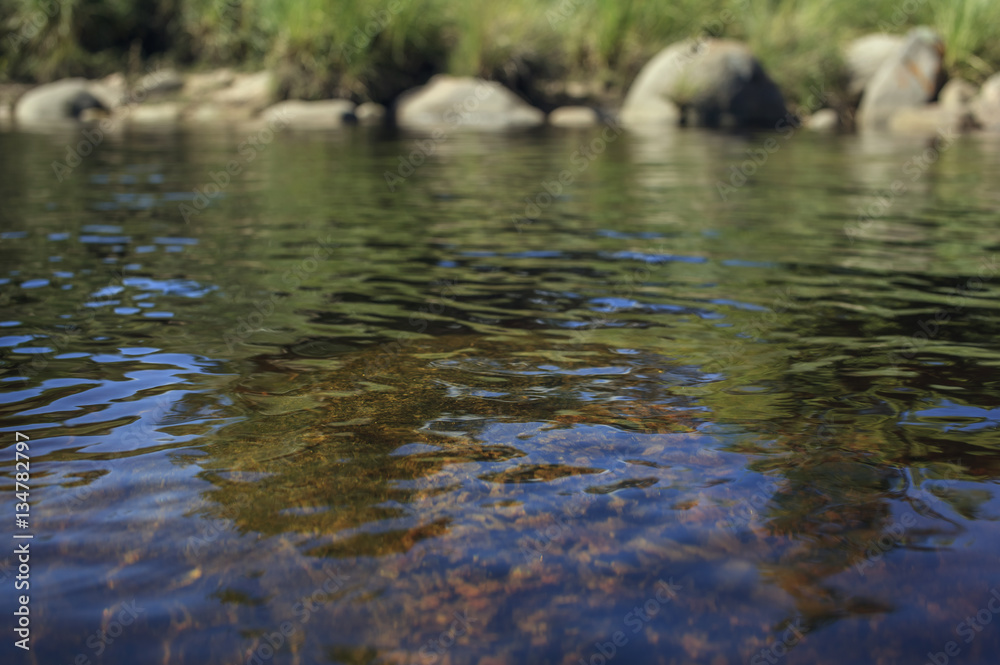 Fototapeta premium Texture background: clear water of river