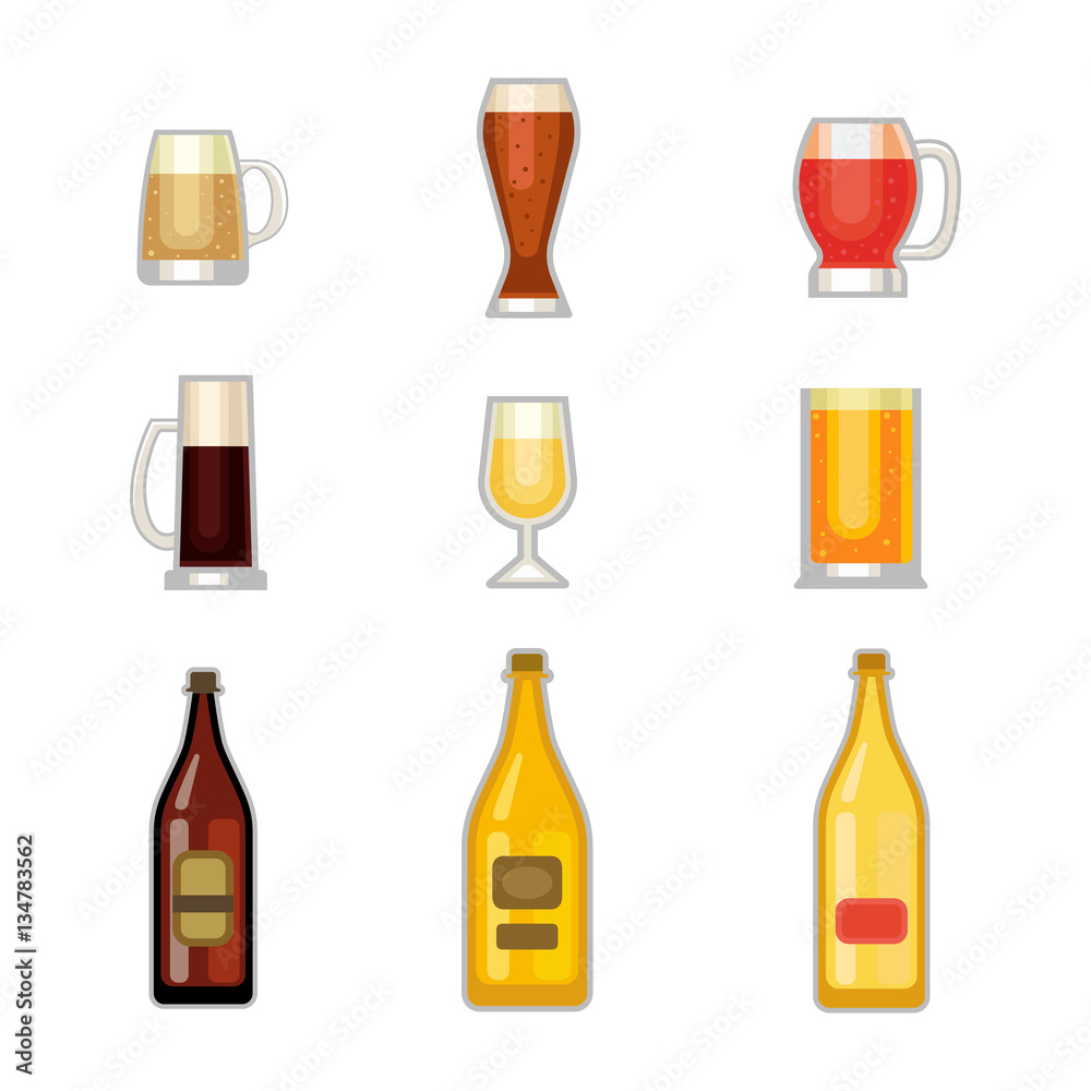 Beer glass vector set. Beer glass vector set.