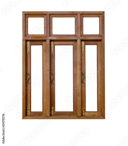door wood Thailand ancient window isolated on white