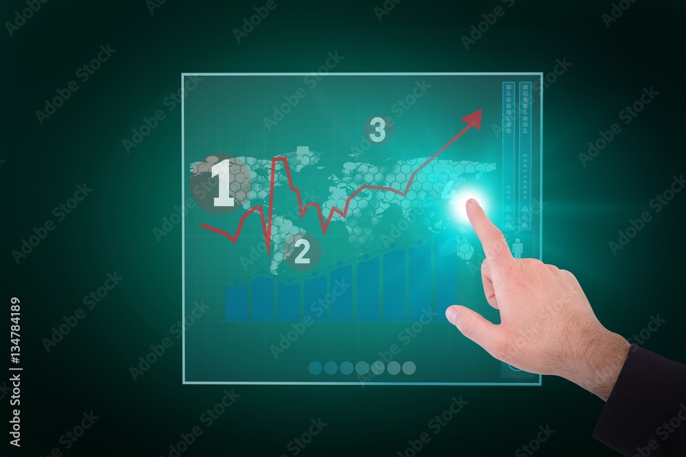 Composite image of businessmans hand pointing in suit jacket Composite image of businessmans hand pointing in suit jacket