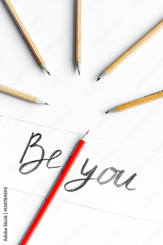 concept selection options with pencils on white background top view concept selection options with pencils on white background top view