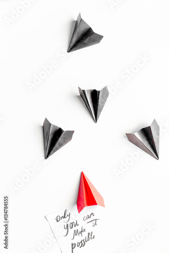 choice concept paper boats on white background top view