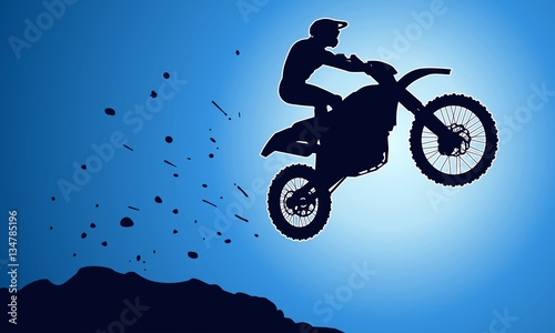 Motorcycle racer silhouette, jumping from the top © tatoman