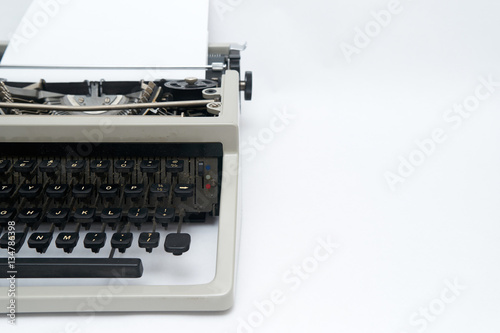 Vintage typewriter on  white background