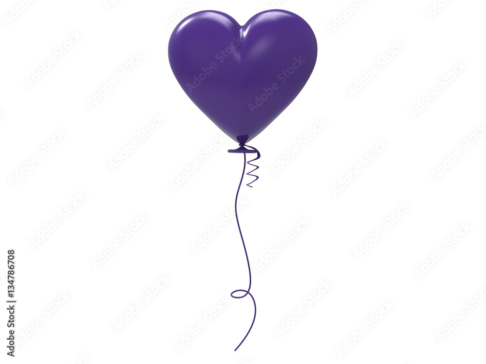 3D illustration purple balloon heart