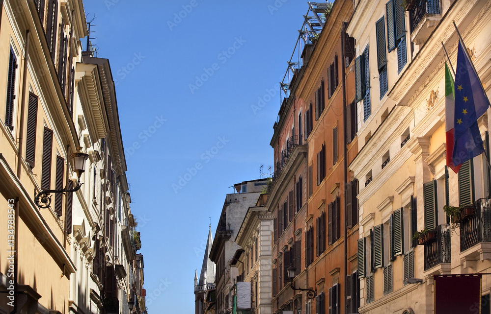 Via Del Balbuno Italy EC Flags Roman Street Rome Italy