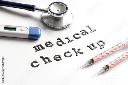 concept time health check up on white background