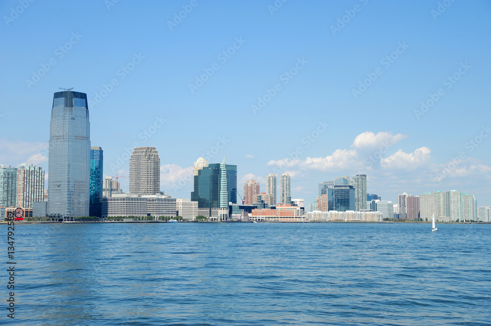 New York downtown office building skyline at water front New York downtown office building skyline at water front