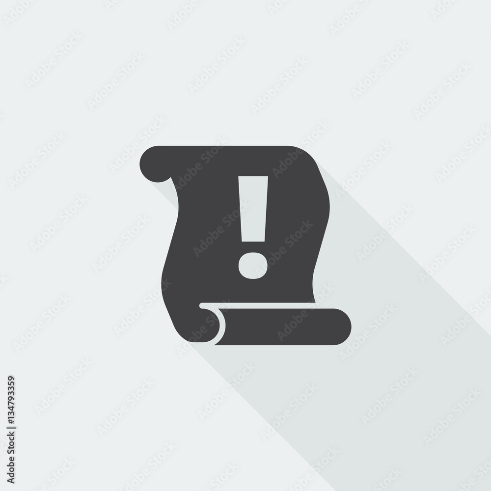 Black flat Important Information icon with long shadow on white Black flat Important Information icon with long shadow on white