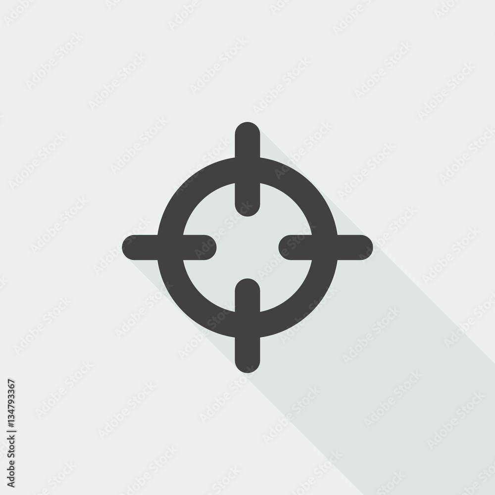 Black flat Scope icon with long shadow on white background Black flat Scope icon with long shadow on white background