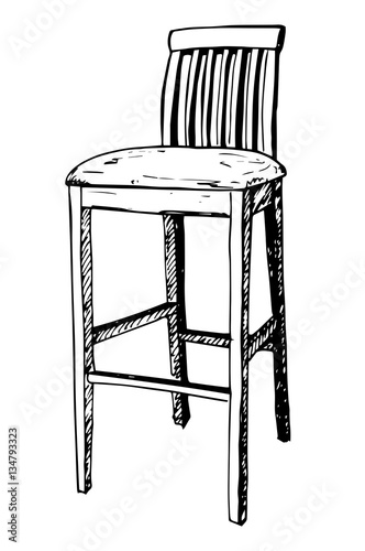 Bar chair isolate on white background. Vector illustration in a sketch style.