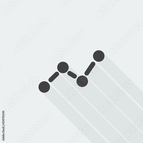 Black flat Graph icon with long shadow on white background