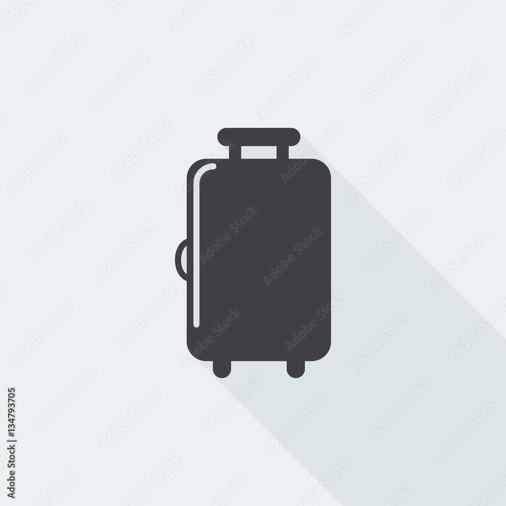 Black flat Luggage icon with long shadow on white background Black flat Luggage icon with long shadow on white background