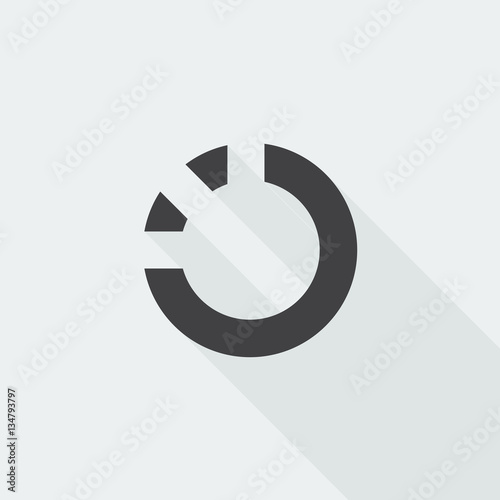 Black flat Loading icon with long shadow on white background