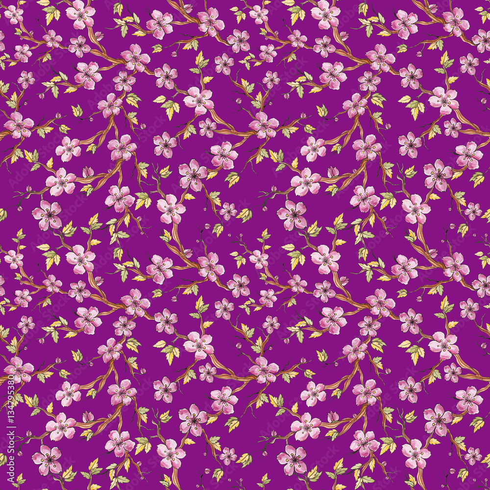Hibiscus floral seamless pattern