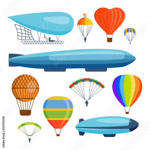 Ballon aerostat transport vector set.