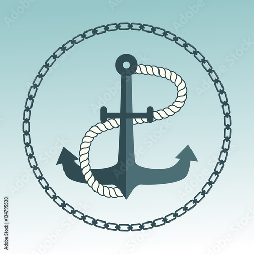 Anchor nautical symbol vector badge.