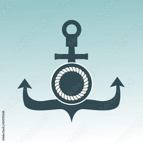 Anchor nautical symbol vector badge.