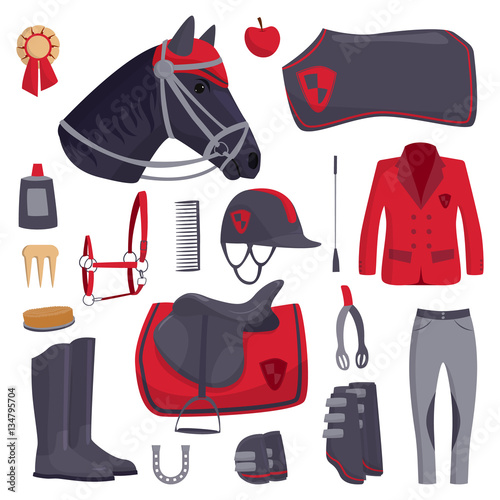 Jockey horse icons vector.