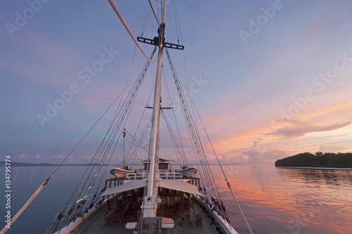 Schooner Sailboat Travel in Raja Ampat. There are around 1,500 uninhabited and remote islands in the Raja Ampat area of eastern Indonesia. Travel by boat is the only way to explore this region.