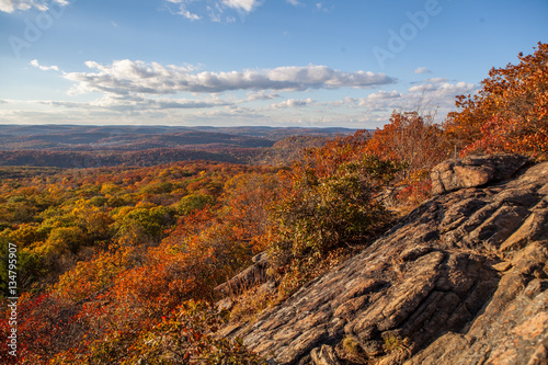 Fall foliage scenery New England mountain hike