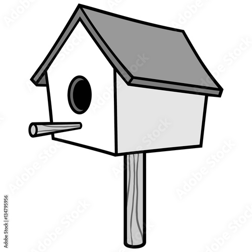 Birdhouse on a Stick Illustration