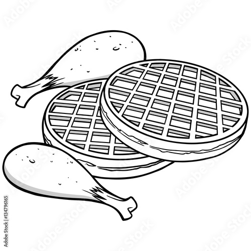 Chicken and Waffles Illustration