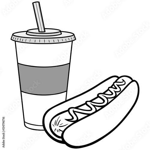 Hot Dog and Drink Illustration