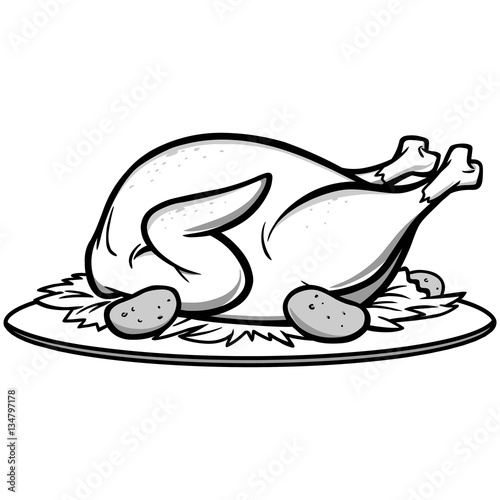 Roast Turkey Dinner Illustration