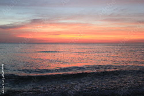 Koh Chang  Thailand. The colorful sunset on the beach.