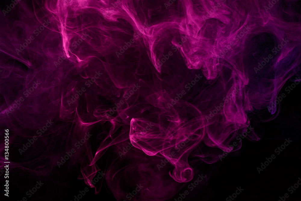 Abstract smoke Weipa. Personal vaporizers fragrant steam. The concept of alternative non-nicotine smoking. Magenta smoke on a black background. E-cigarette. Evaporator. Taking Close-up. Vaping.