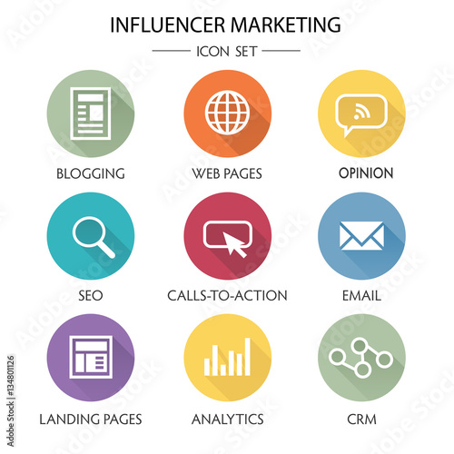 Influencer Marketing Icon Set