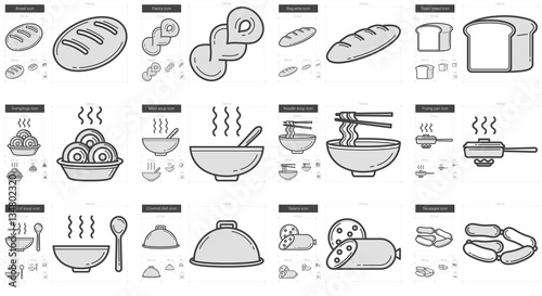 Junk food line icon set.