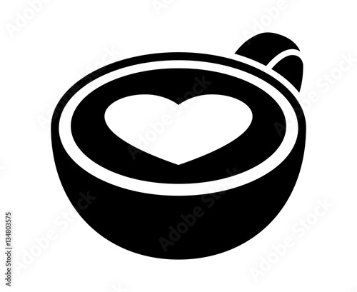 Cup of latte / espresso art with heart flat vector icon for coffee apps and websites