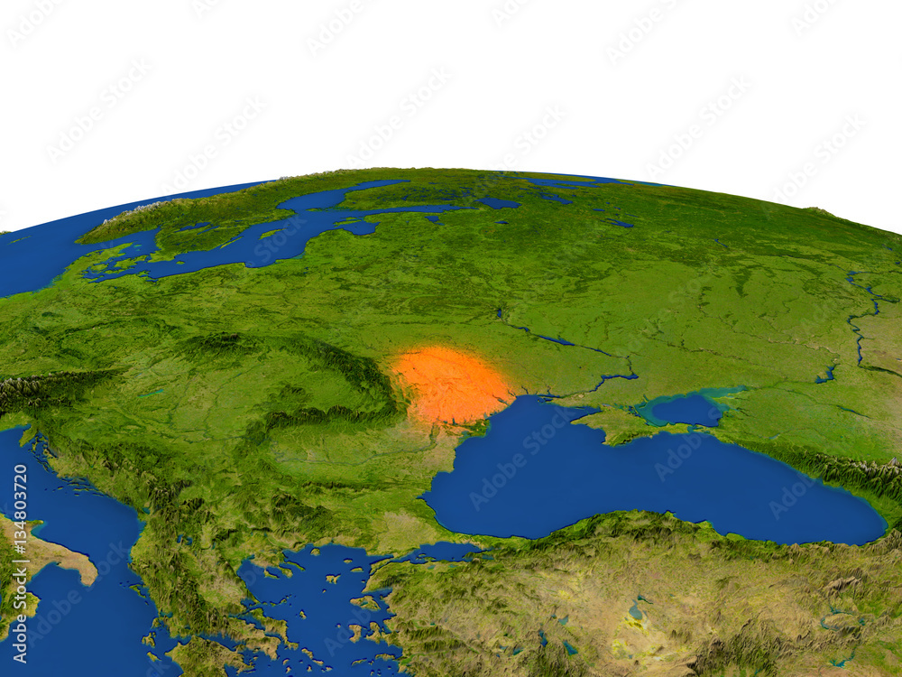 Moldova in red from orbit