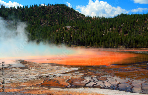 The Grand Prismatic Spring in the Midway Geyser Basin in Yellowstone National Park in Wyoming USA