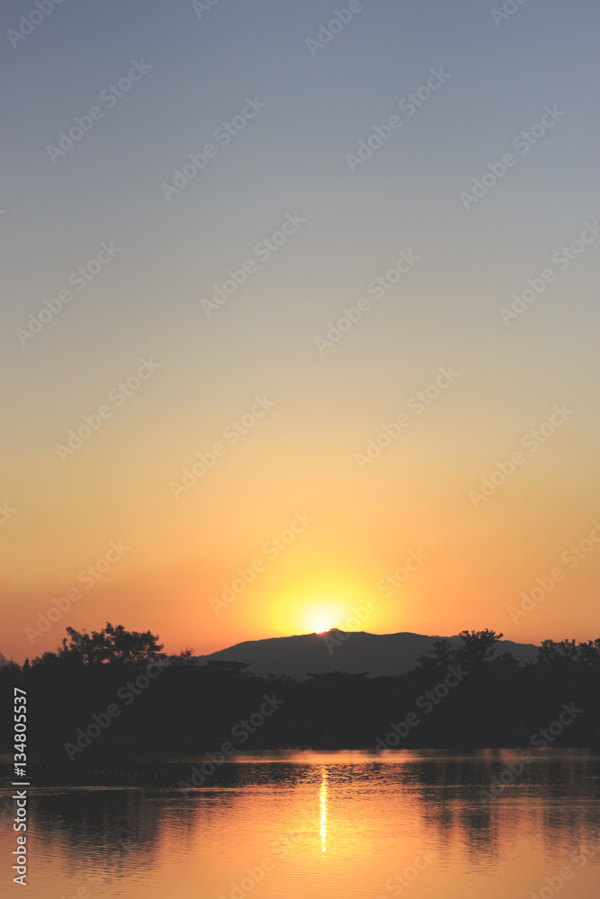beautiful skylight sunset. Nature composition. over bright