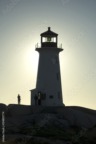 Sundown, Lighthouse at Peggys Cove, Nova Scotia, Canada