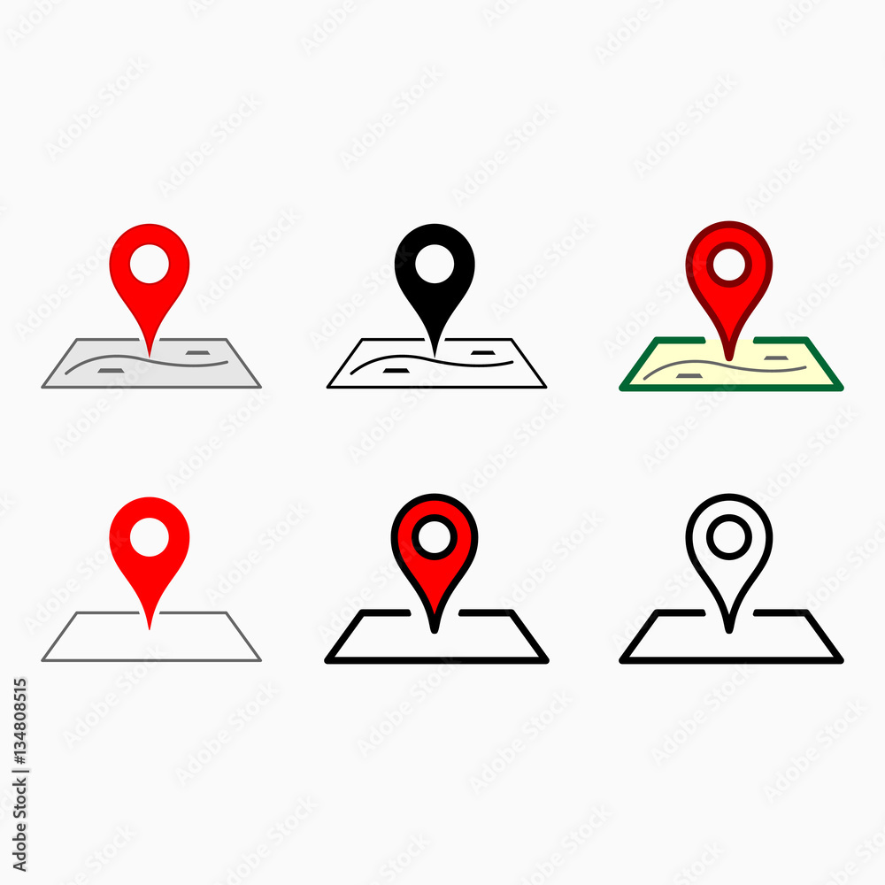 Location icon sign isolated on white background red pin on map. Location icon sign isolated on white background red pin on map.
